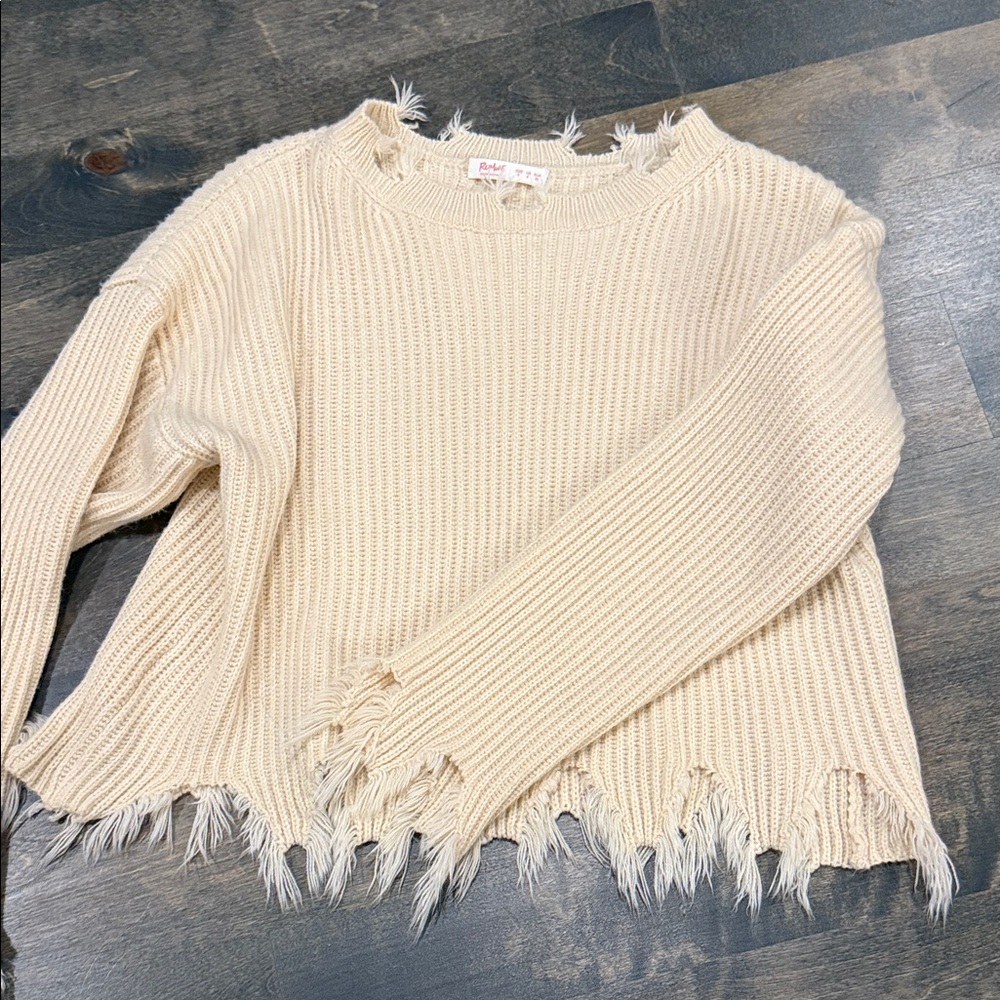 ROMWE Cream Knit Sweater